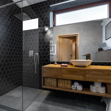 Fibo Urban Black Silk Hexagonal Wall Panel